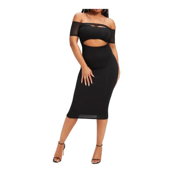 Good American dress Off Shoulder cut black size 6 (22-24) - Picture 1 of 8